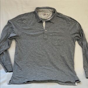 Faherty Striped Gray Long-Sleeve Polo Shirt Mens Larger 42” chest